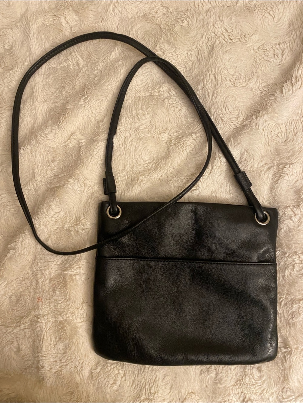 Margot Black Leather Crossbody Bag